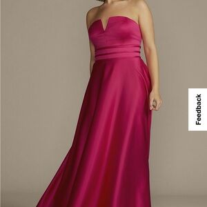 David’s Bridal Elegant Strapless Pink Evening Gown